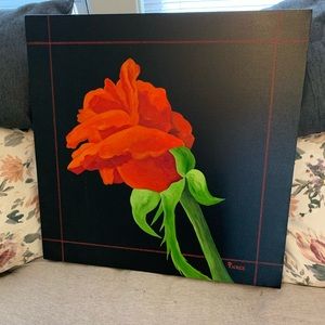 Rose Painting “Single Red Rose” by Pierce 24”x24”